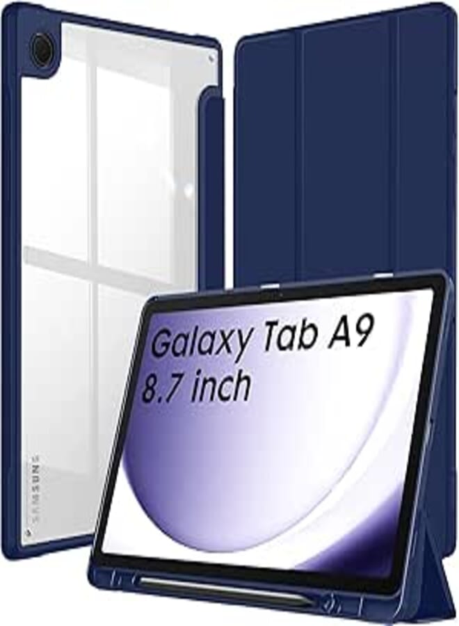 Robustrion Cover for Samsung Galaxy Tab A9 Cover Case 8.7 inch, Hybrid Shell Cover Case for Samsung Galaxy Tab A9 Tablet Cover [SM-X110/X115/X117] with Transparent Back - Navy